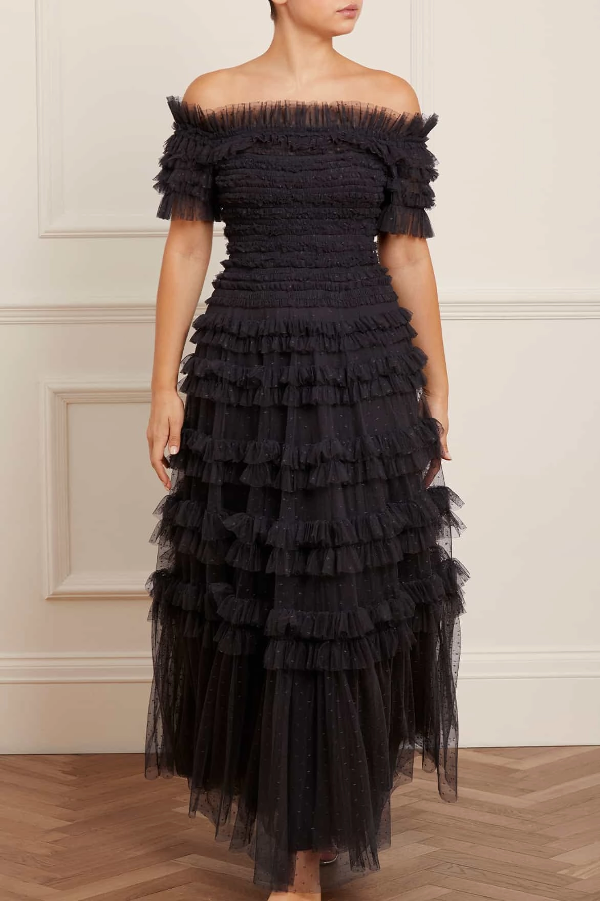 Flexible Style Lisette Ruffle Off Shoulder Gown