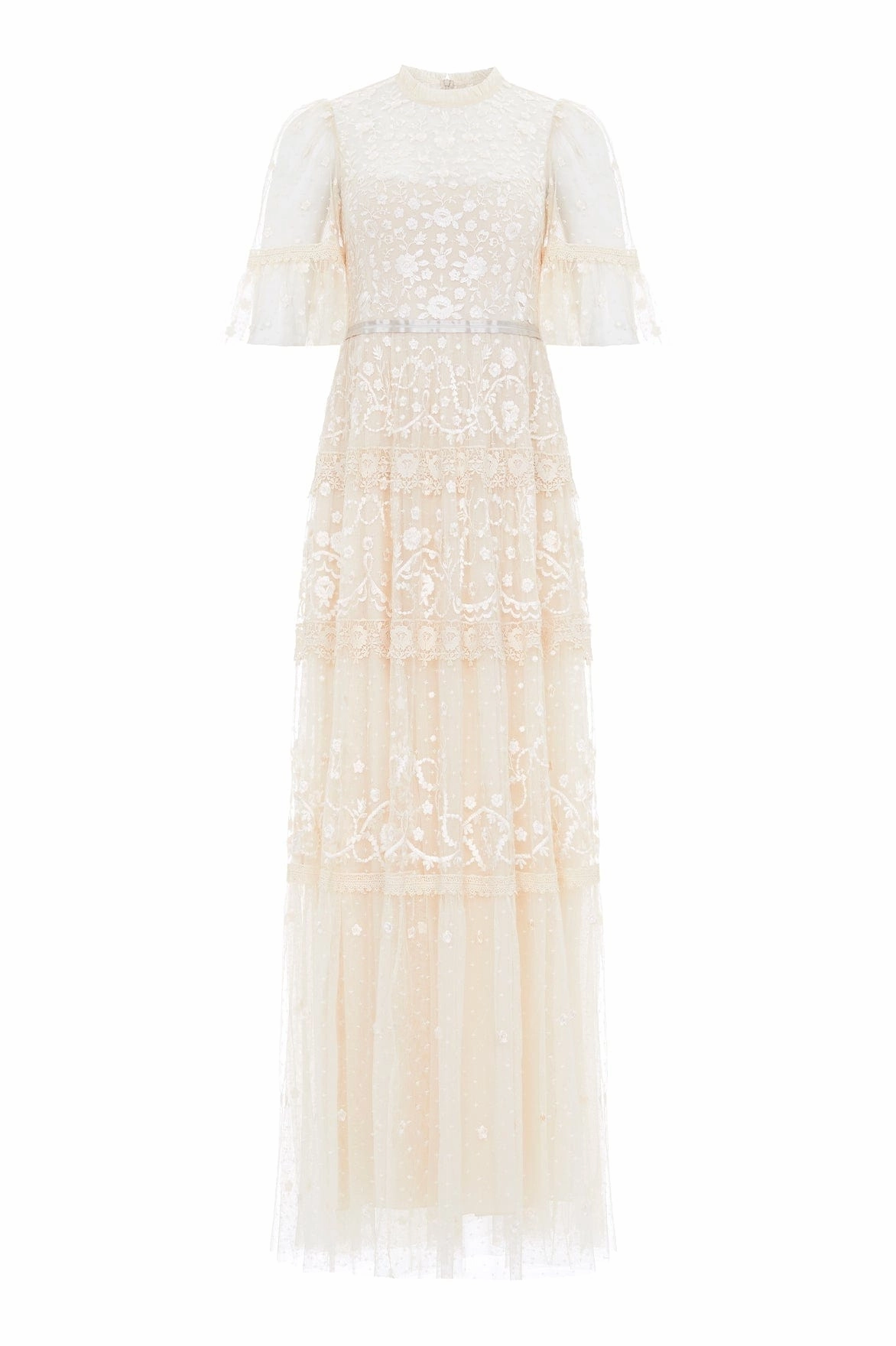 Bright Petal Midsummer Lace Round Neck Gown