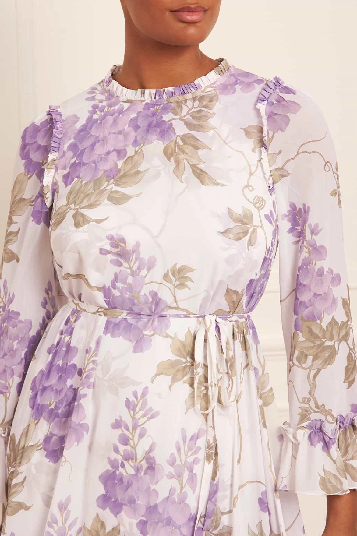 Wisteria Chiffon Round Neck Ankle Gown Relaxed Movement