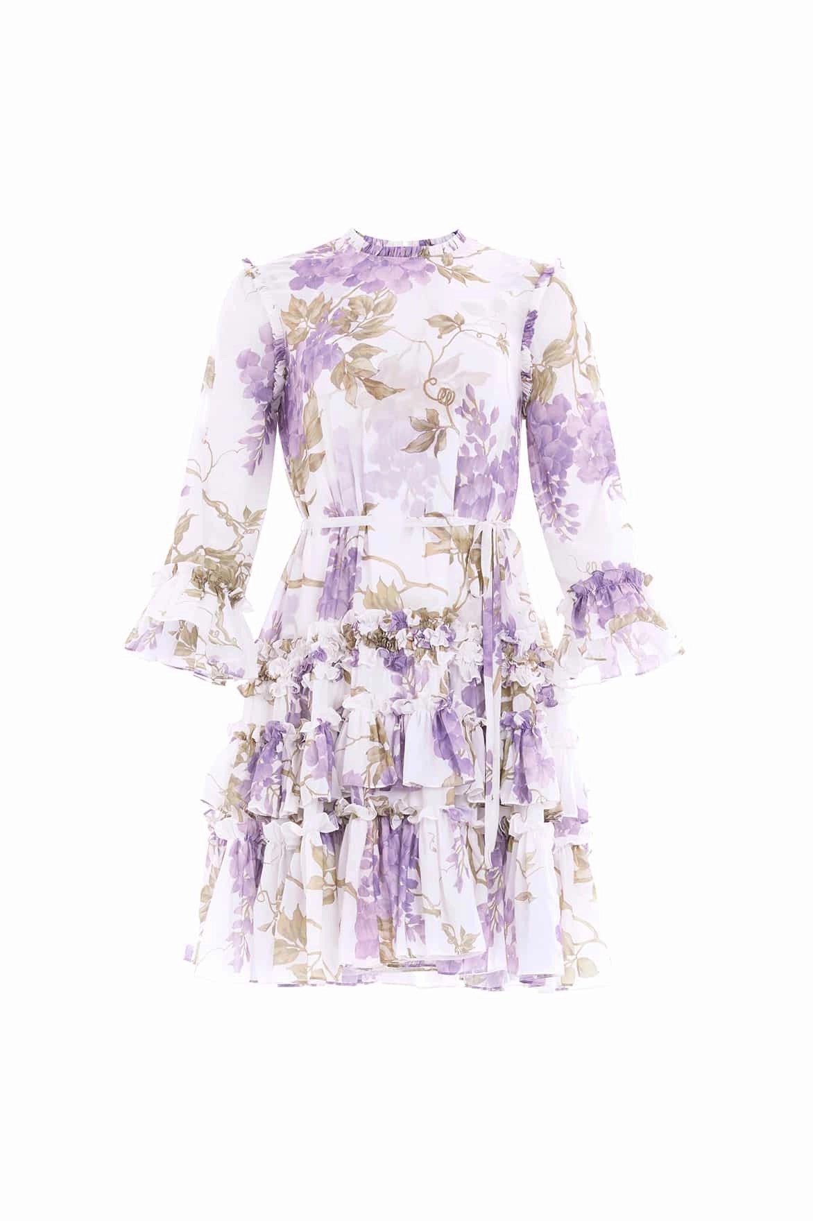 Casual day-to-night piece Wisteria Chiffon Round Neck Mini Dress