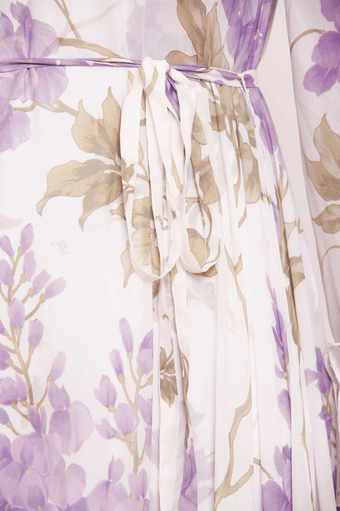 Adjustable Straps Lounge Fit Wisteria Chiffon Round Neck Mini Dress