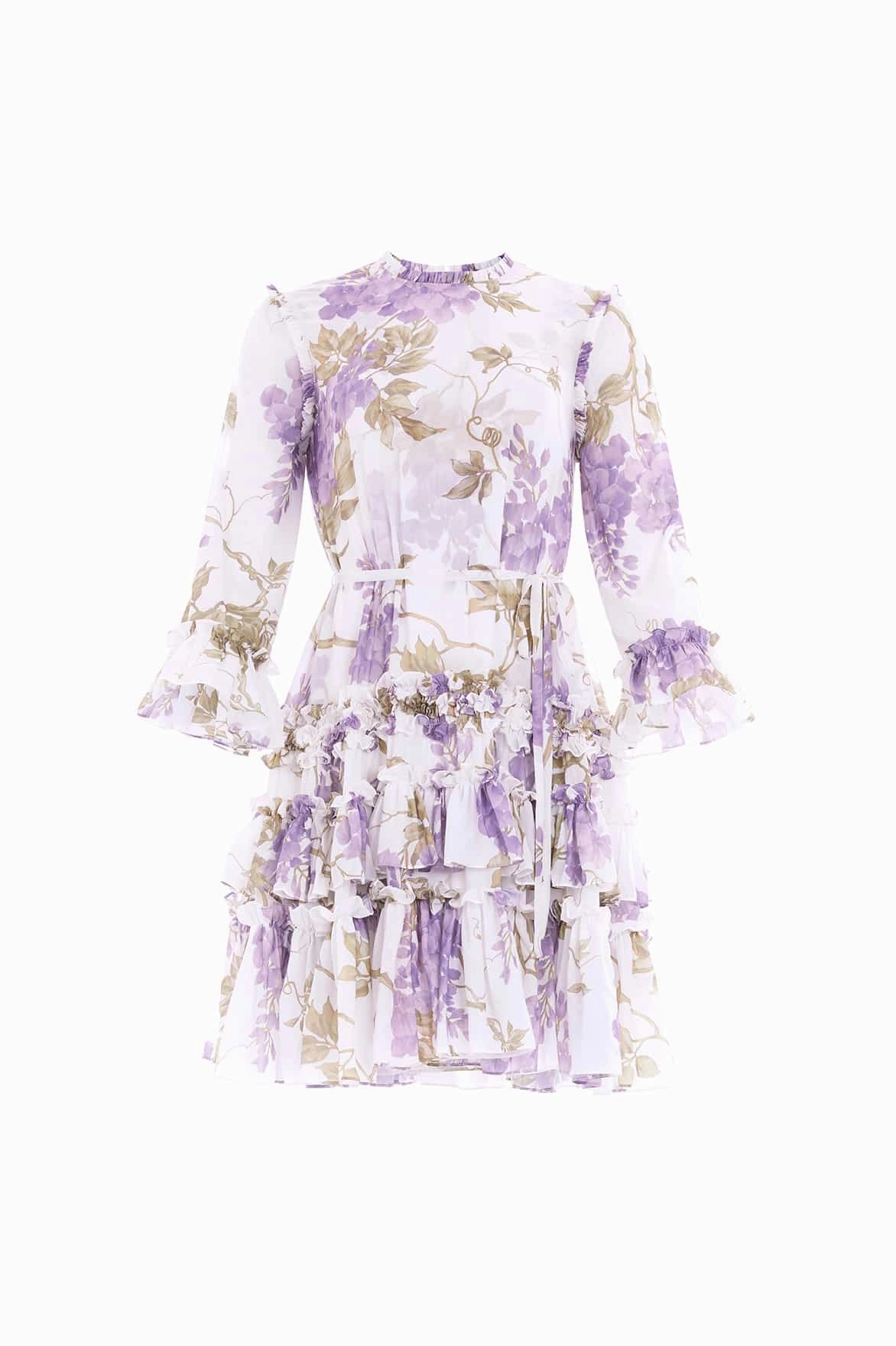 Wisteria Chiffon Round Neck Mini Dress Sweet Mood