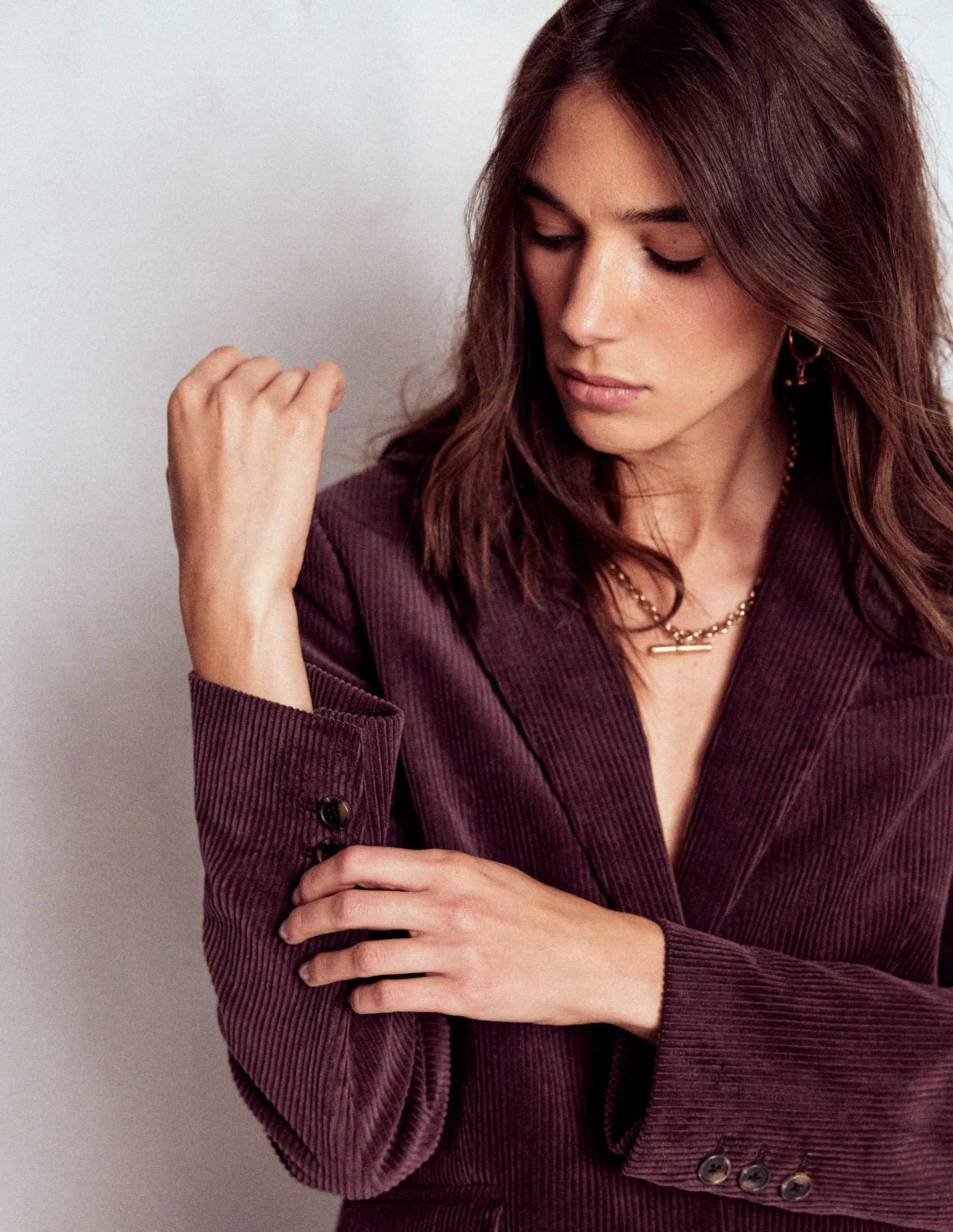 Woodbridge Cord Blazer-Deep Aubergine Anti Pill Surface