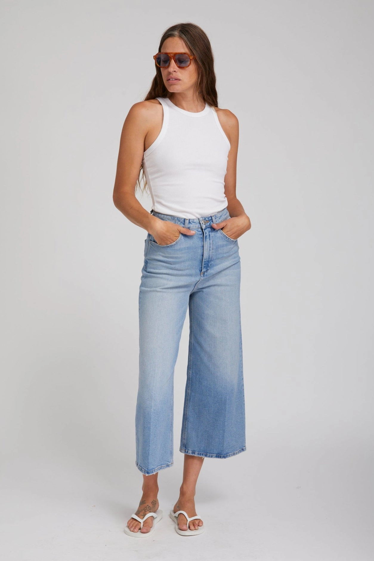 Woolfe Denim Culotte Pants Bonded Seam Technology