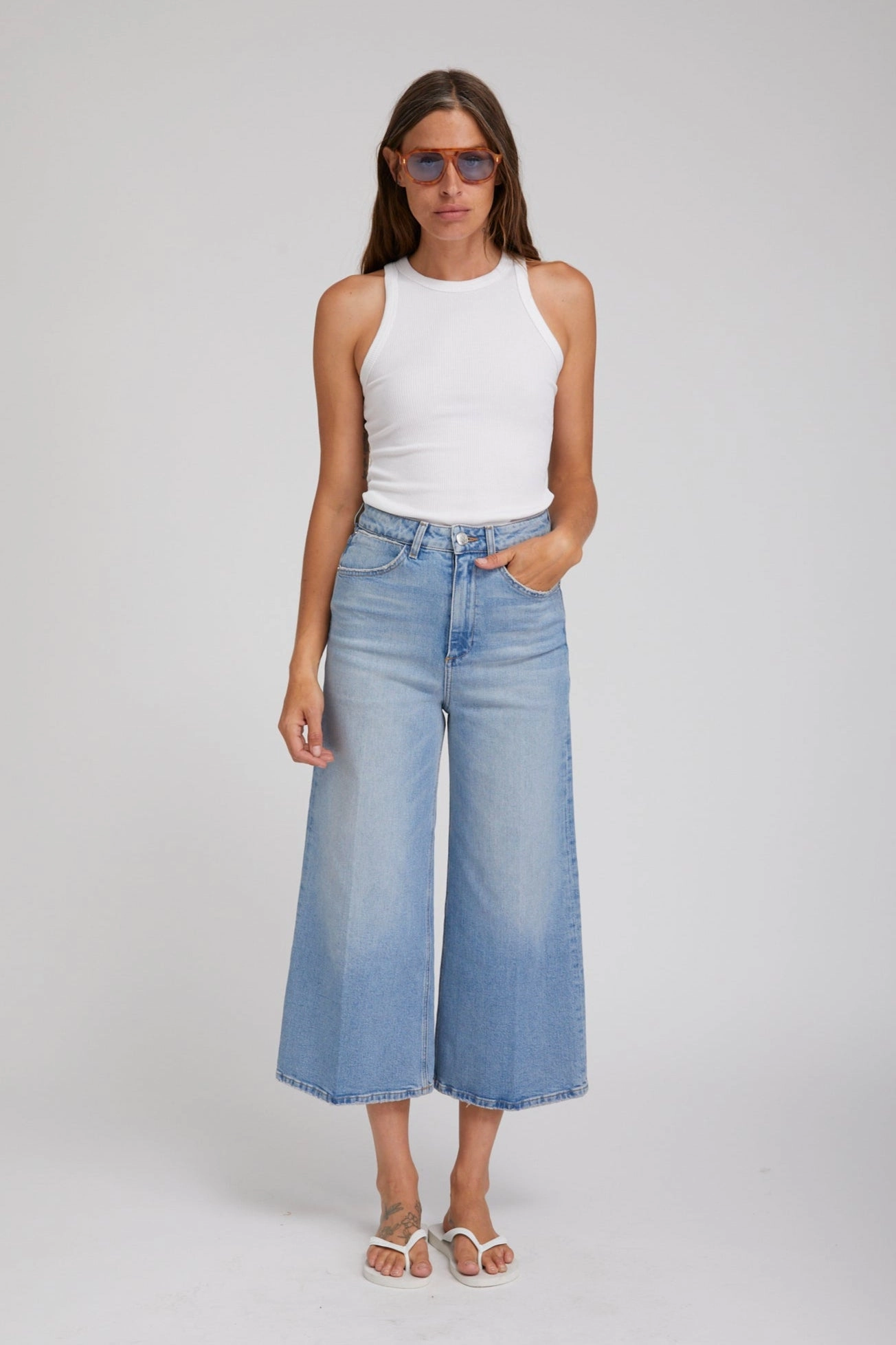 Comfortable Look Printed top Woolfe Denim Culotte Pants