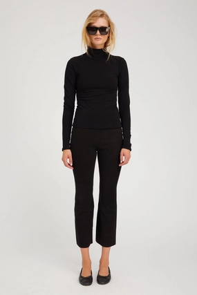 Modern Stretch Black Suede Crop Flare