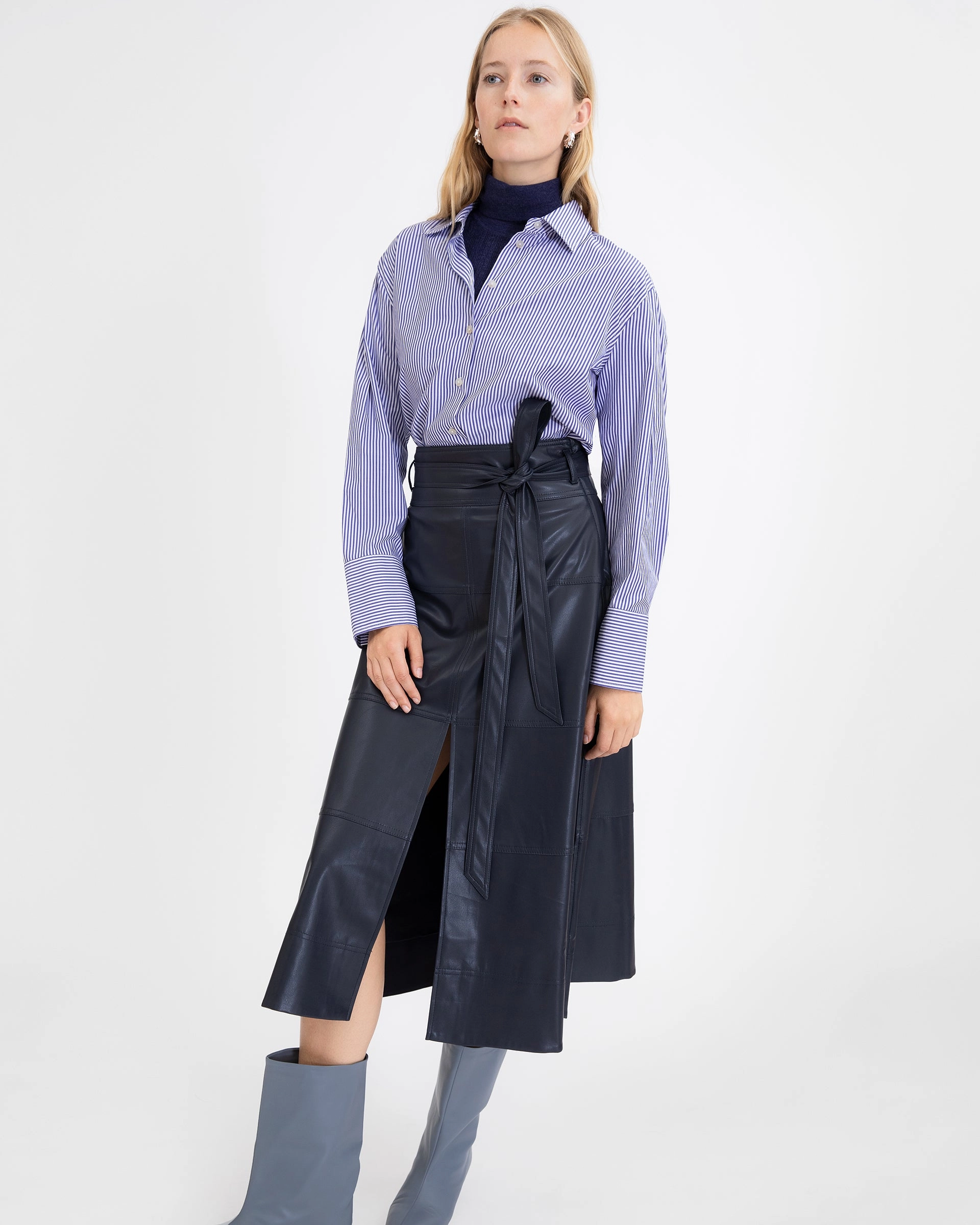 Frayed hem Vegan Leather Hudson Skirt