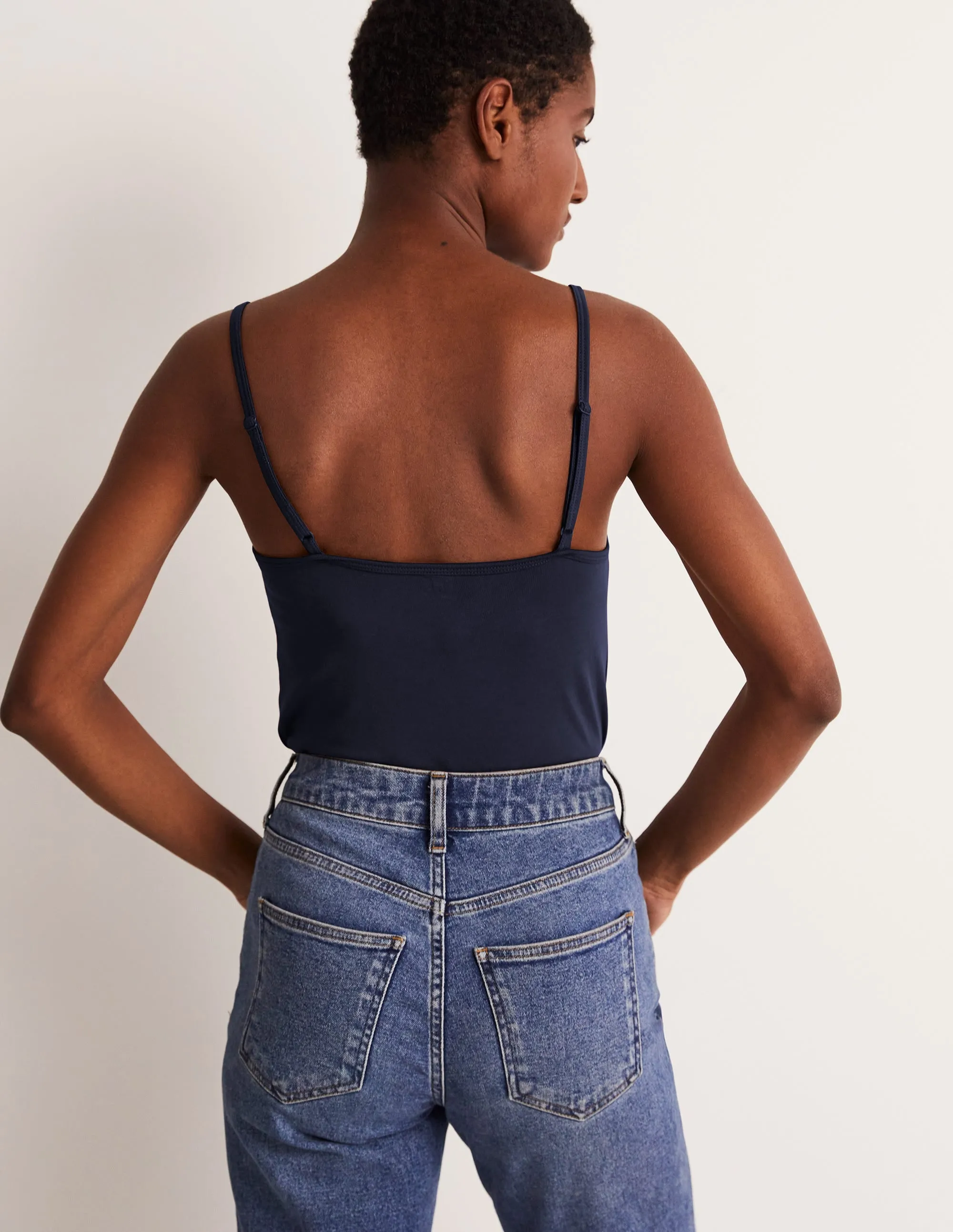 Plain Cami Top-Navy CollapsibleFrame