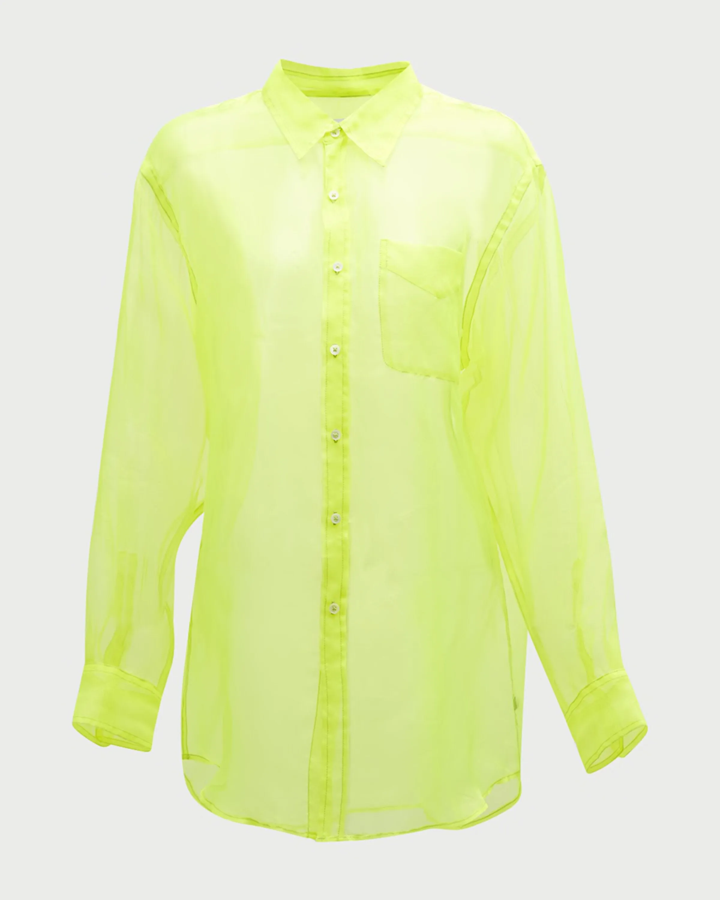 Neon Silk Organza Oversized Shirt Breathable Microfiber DurableCollarStays