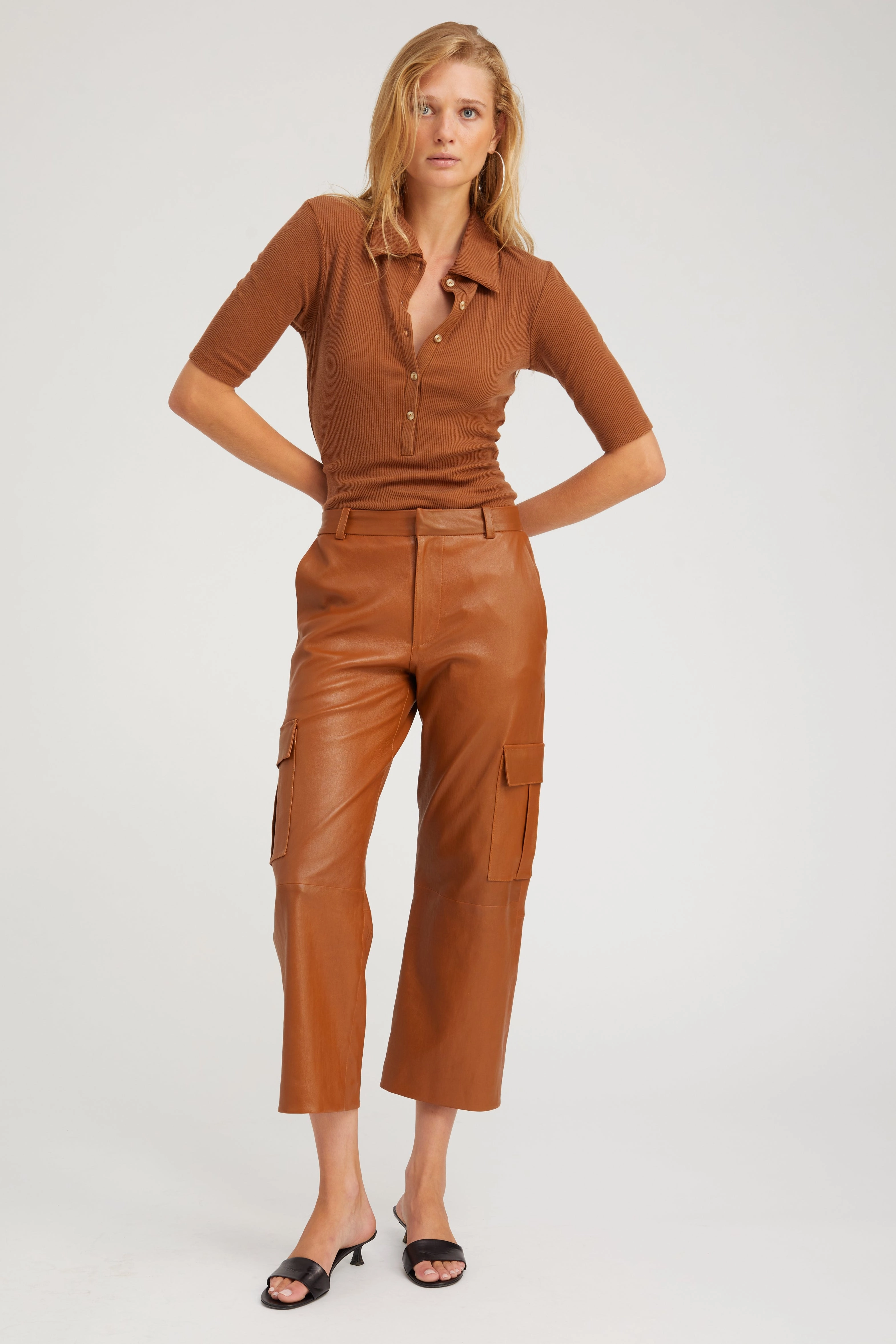 WaterResistant Chestnut Rib Mid Sleeve Polo Top