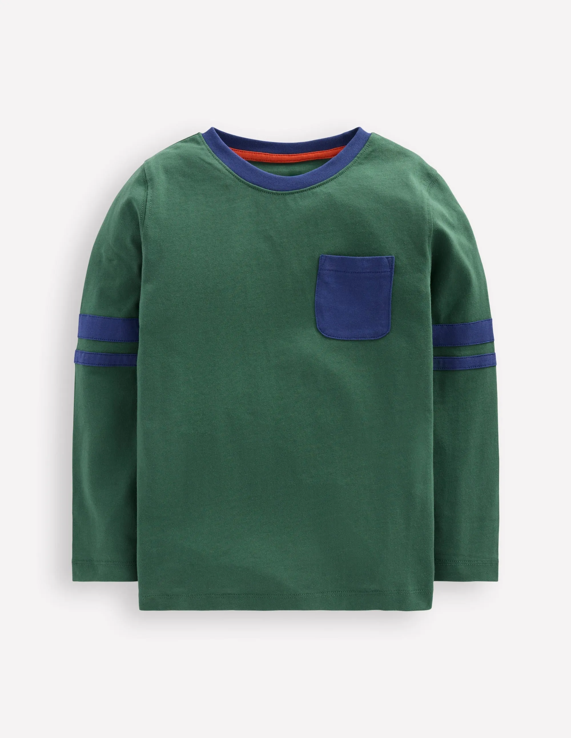 Stretchable Blend DoubleStitched Colour Block T-shirt-Smoke Pine/ Starboard Blue