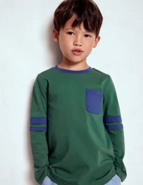 Colour Block T-shirt-Smoke Pine/ Starboard Blue FourWayStretch Zero Waste Production Label