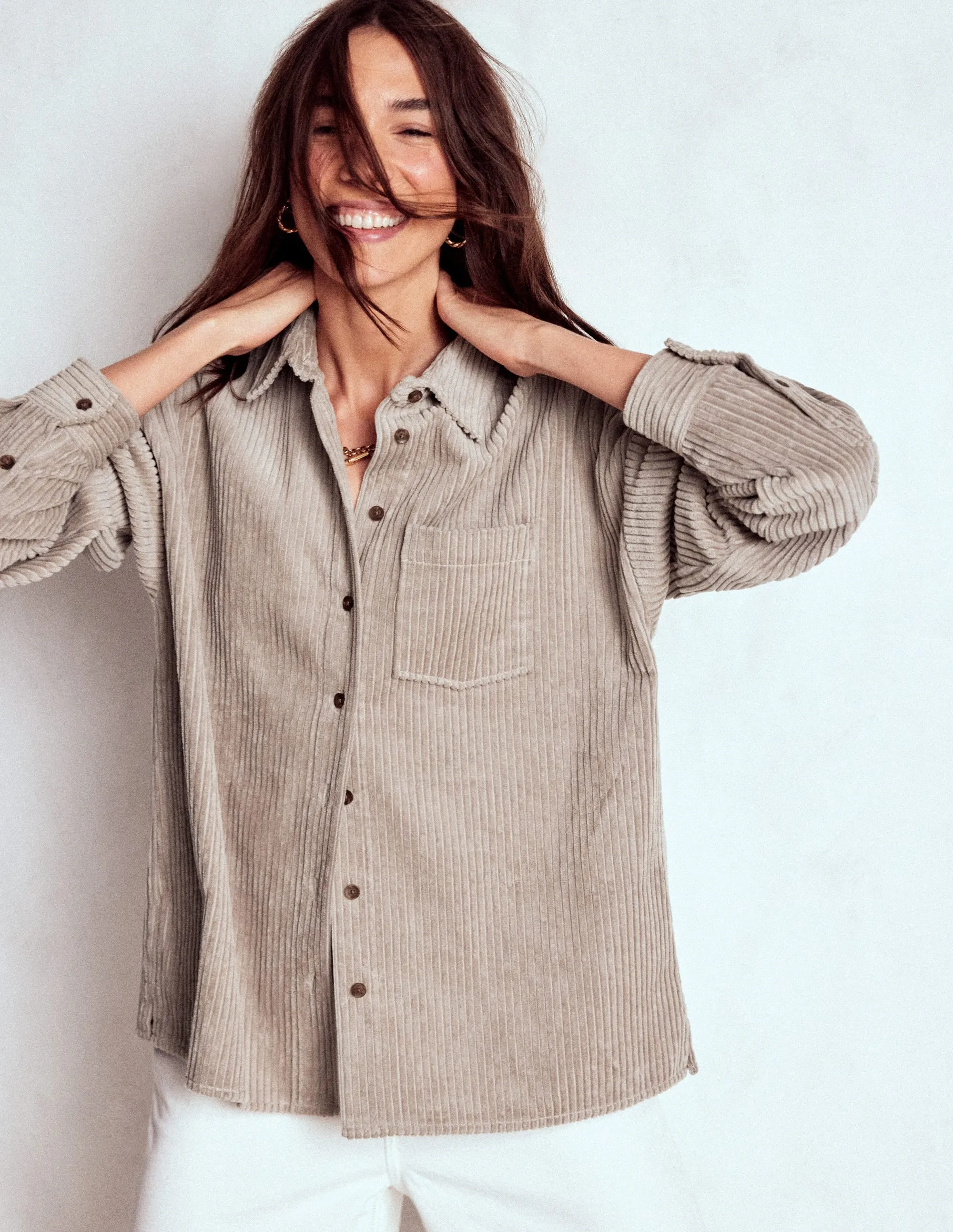 Cord Overshirt-Nutmeg Lightweight Jacket Sheer Overlay Material