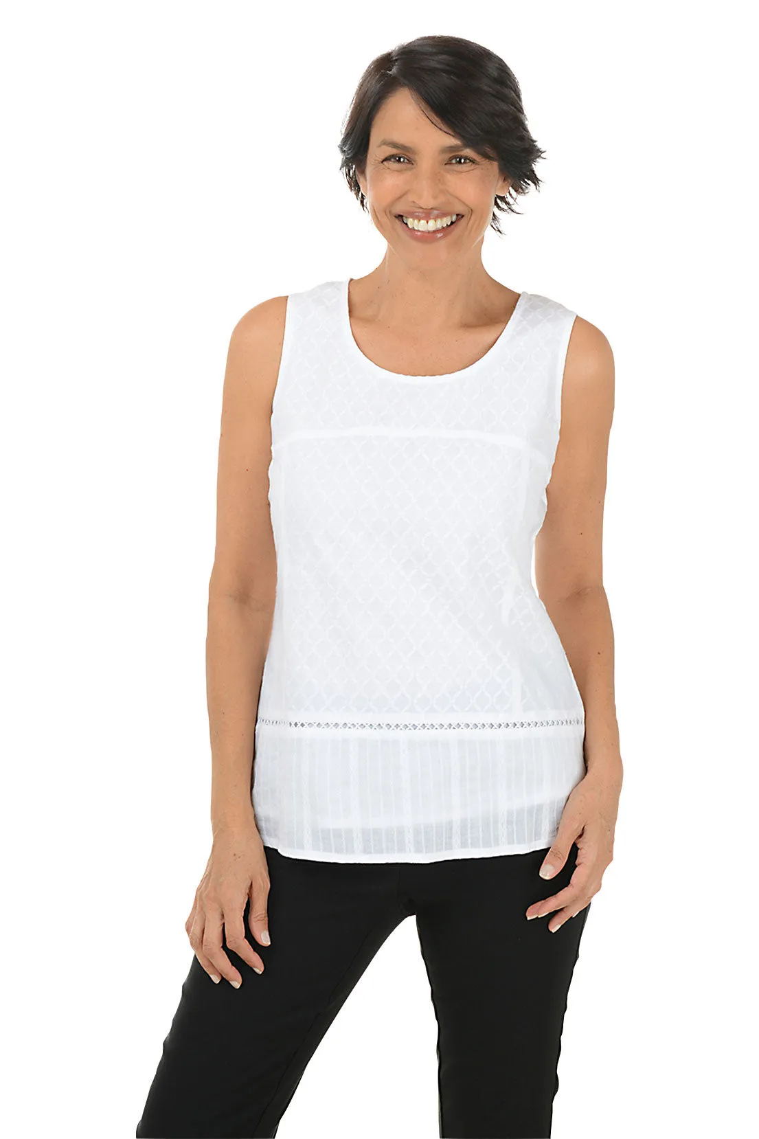 UltraSoft Lining Yasmin Jacquard Cotton Sleeveless Blouse