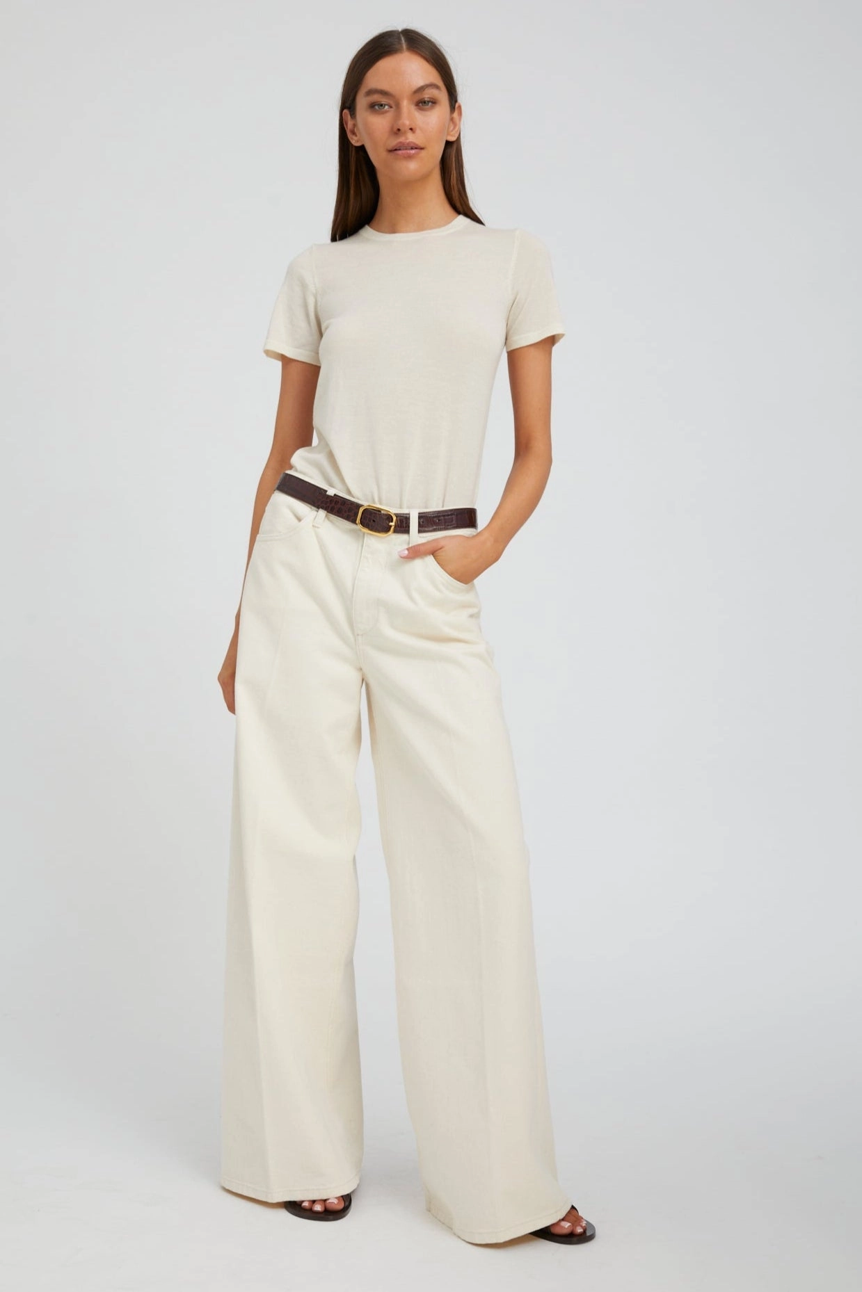 Yoko Wide Leg Denim Stretch Fit Wear Laser Cut Perforations