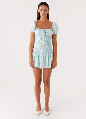 Yolene Mini Dress - Green Gingham