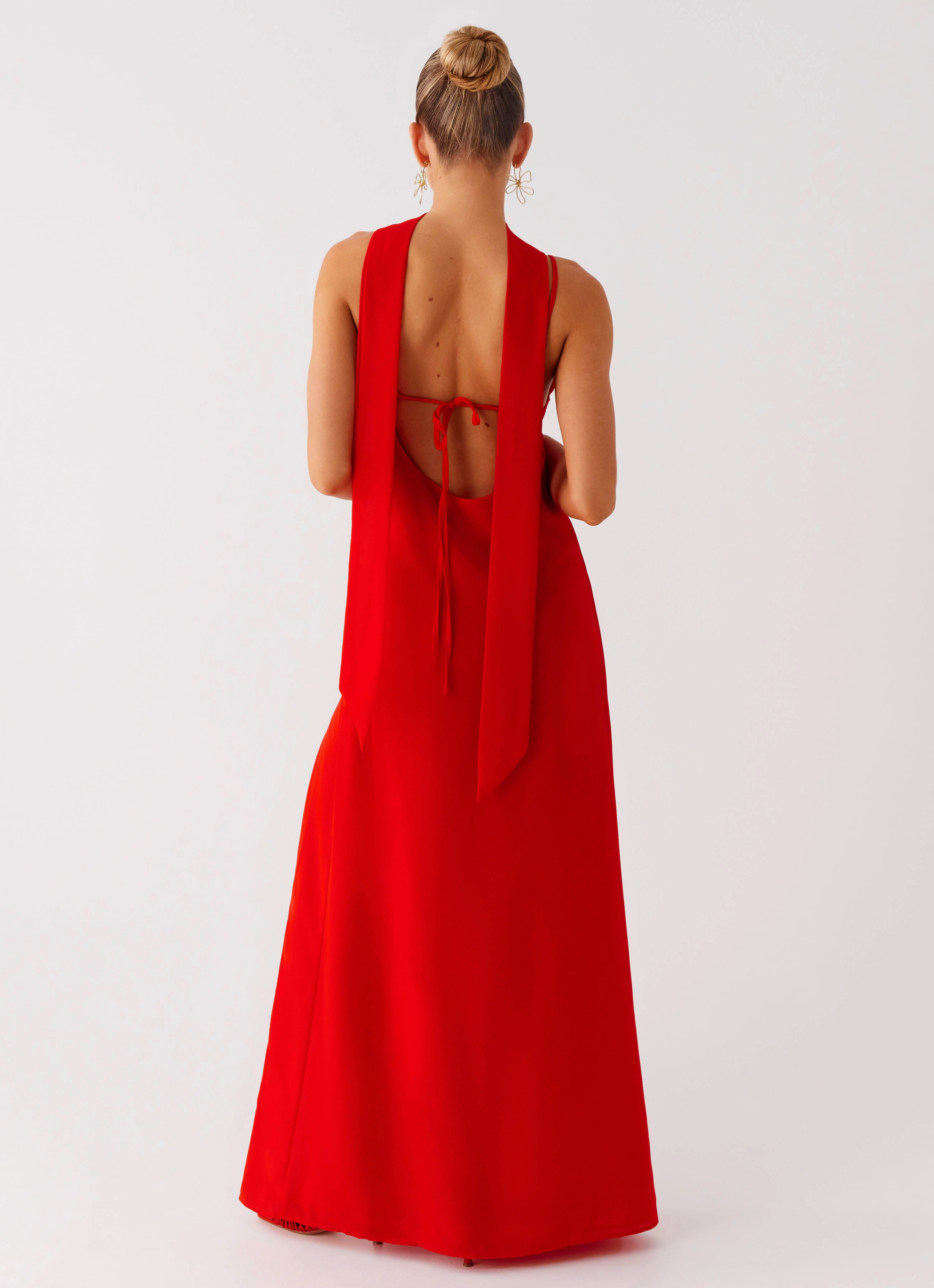 Yorke Scarf Maxi Dress - Raspberry Red