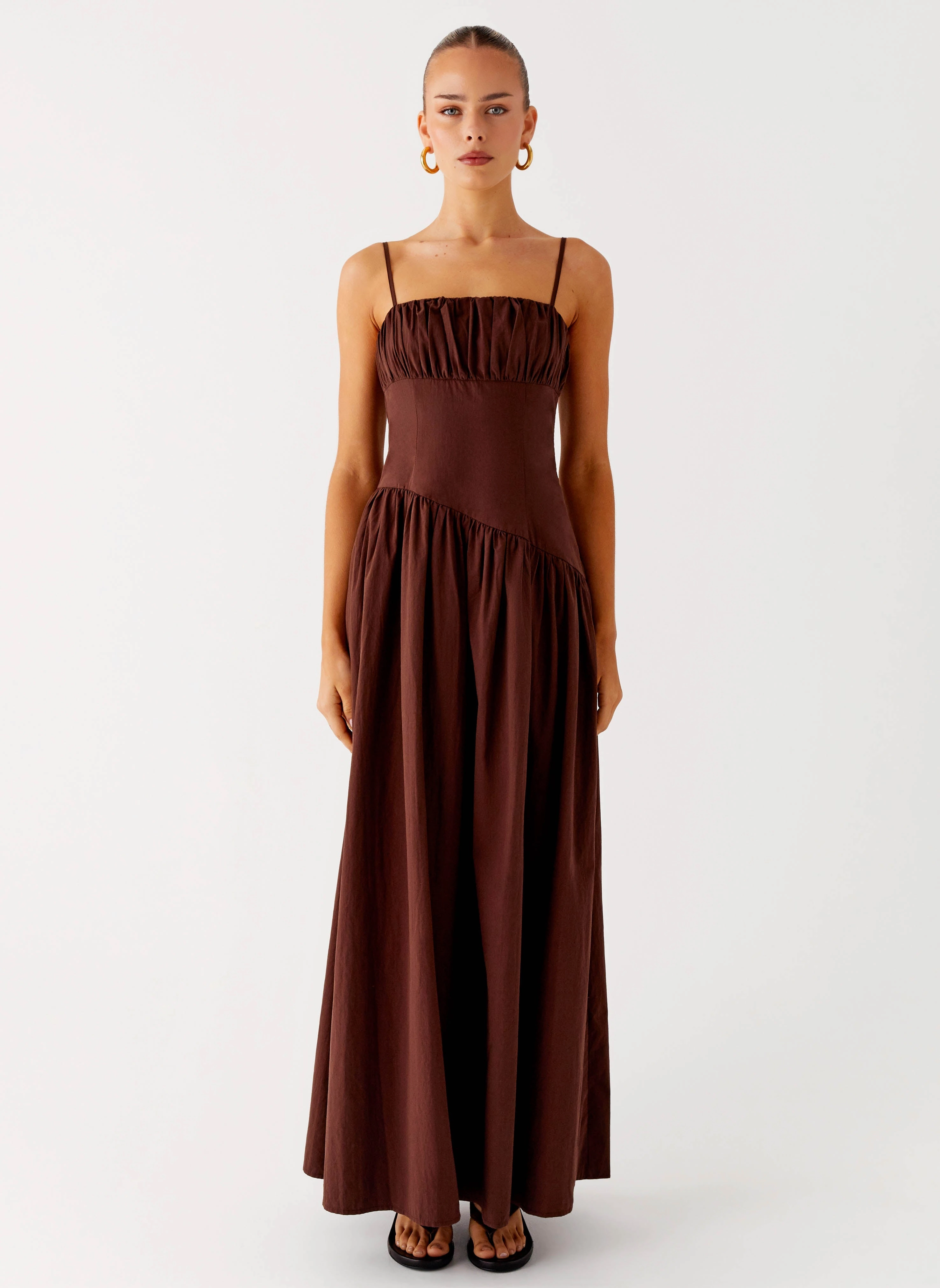 Yuna Drop Waist Maxi Dress - Chocolate