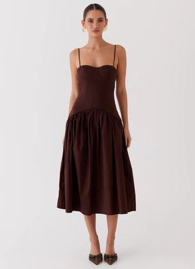 Yvette Corset Midi Dress - Chocolate