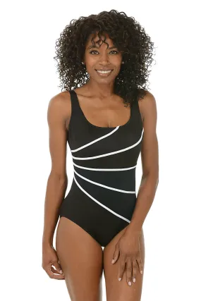 Black Fan Tank Swimsuit Compression Fit Engineering
