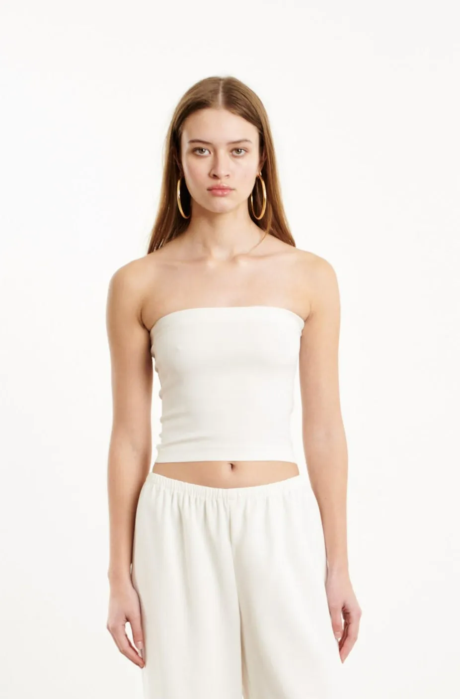 White Crepe Tube Top Chic Cardigan Thermal Insulation