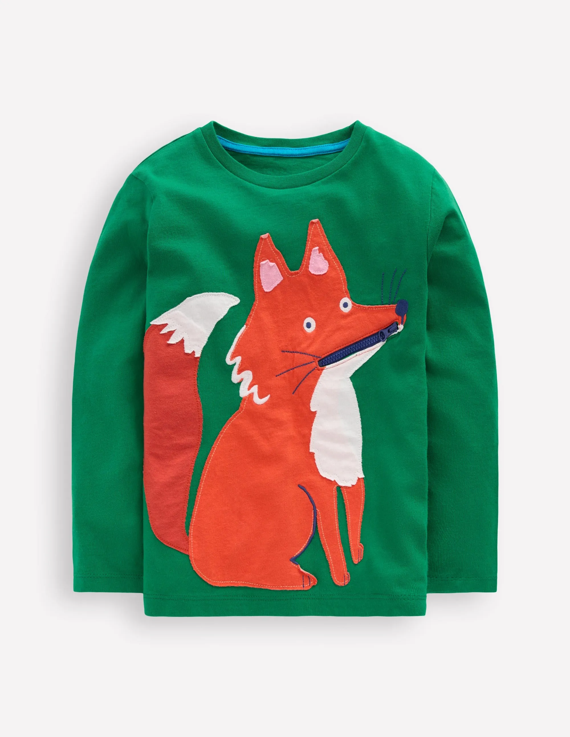 Microfiber Technology WaffleWeave Zip Detail Appliqu T-shirt-Shady Green Fox