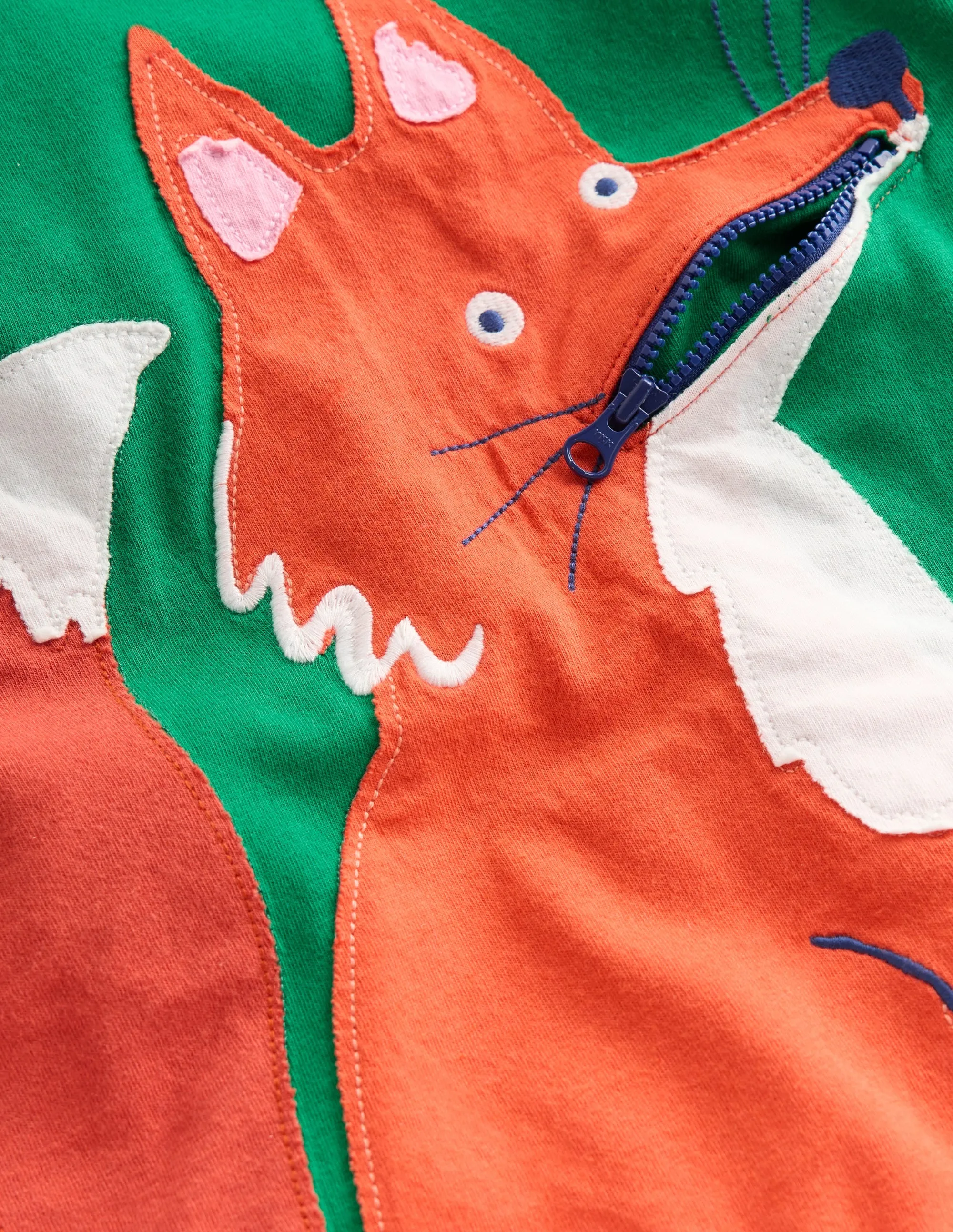 Ventilated Panels Zip Detail Appliqu T-shirt-Shady Green Fox