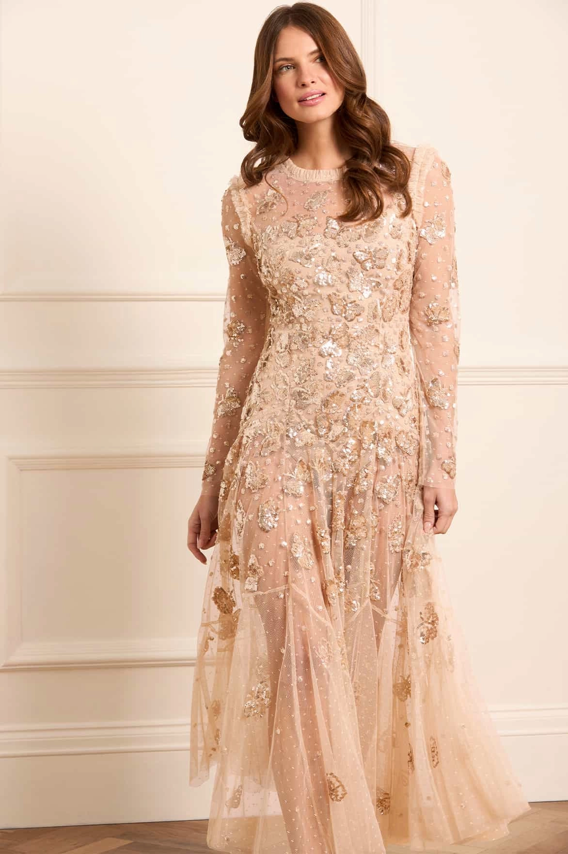 Matte Look BiasCutSilhouette Papillon Sheer Ankle Gown