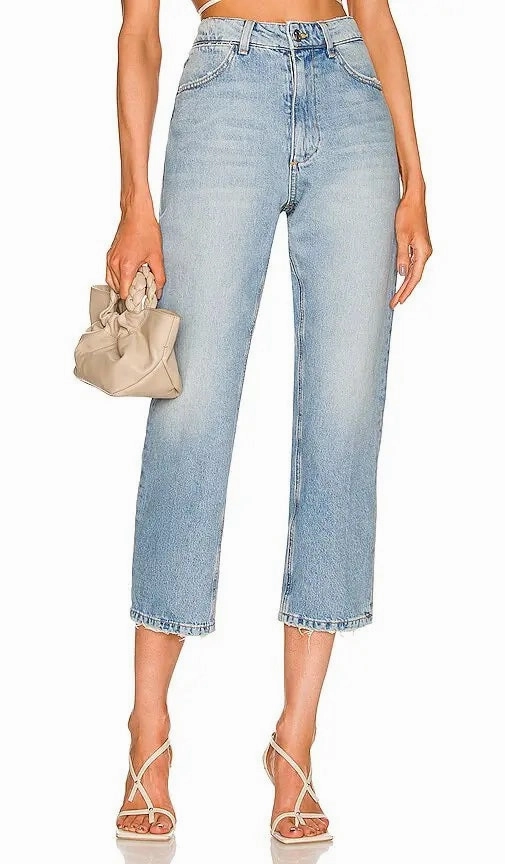 Victoria Cropped Straight Leg Denim HighElasticity Thread