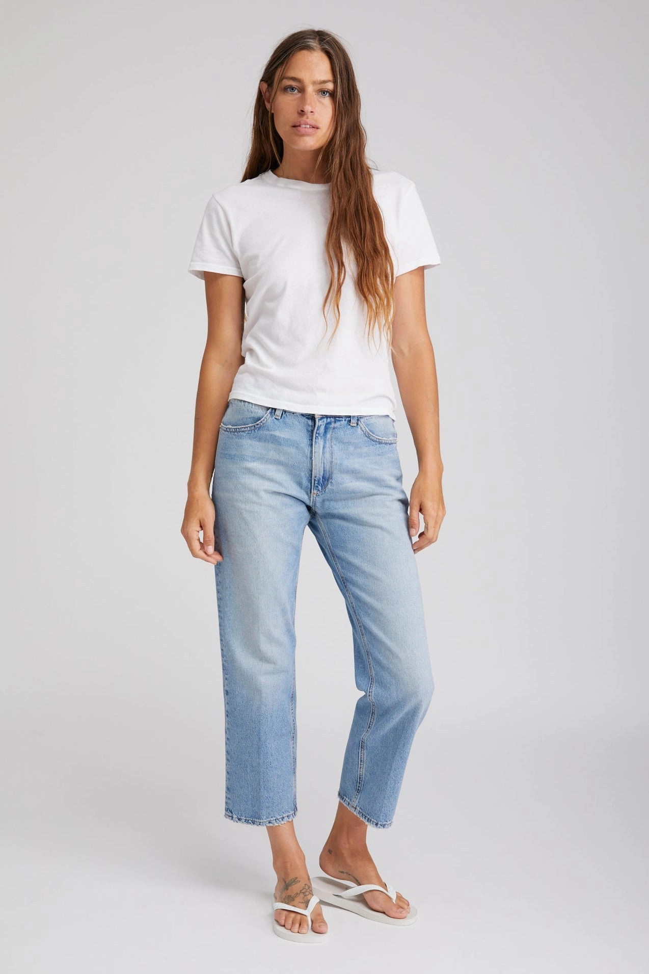 Victoria Cropped Straight Leg Denim Eco Friendly Dye SoftTouch