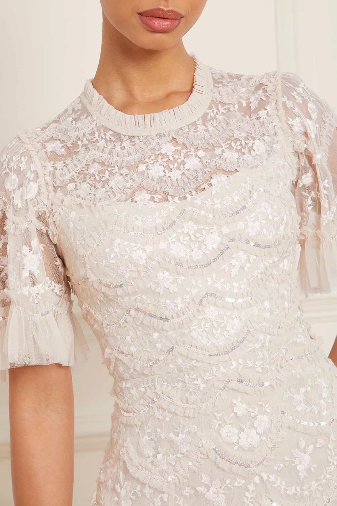 Satin Layers Lily Bloom Ankle Gown